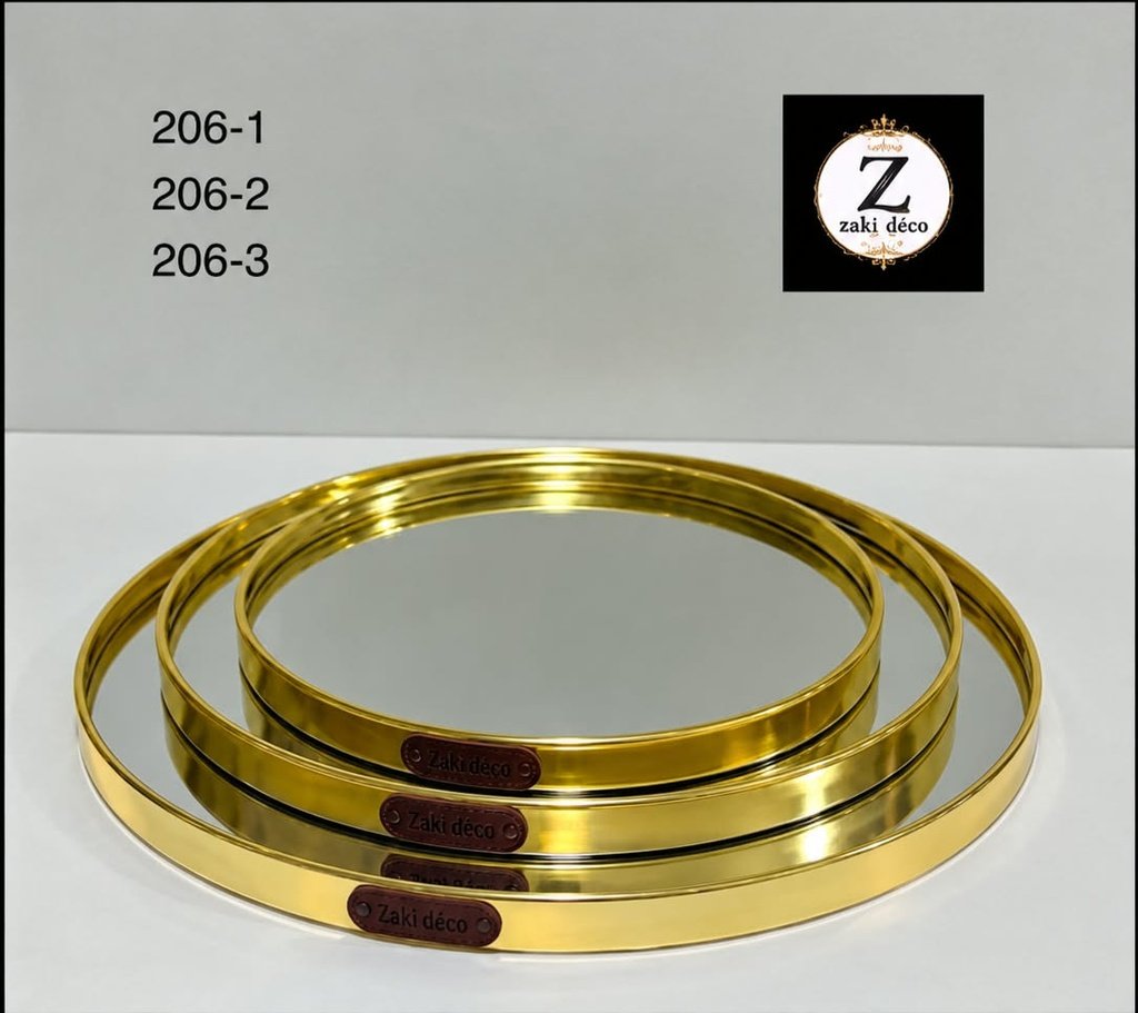 PLATEAUX MIROIR RONDS DORÉS 206-1