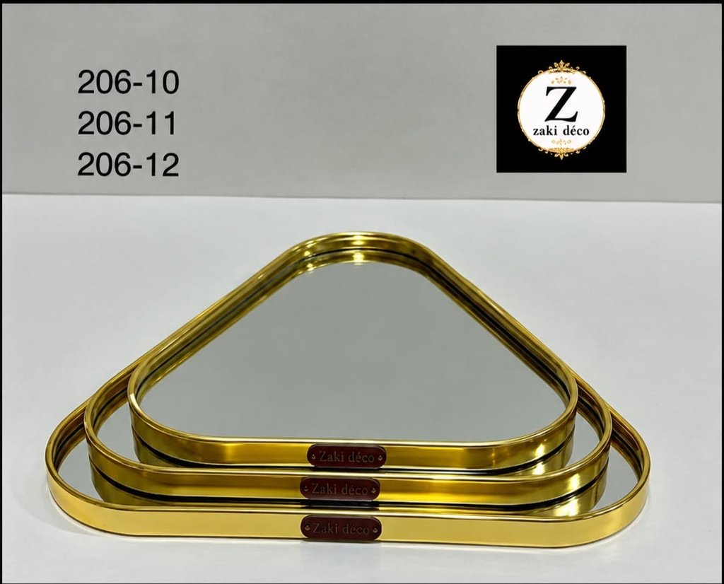 PLATEAUX MIROIR TRIANGULAIRES DORÉS 206-12