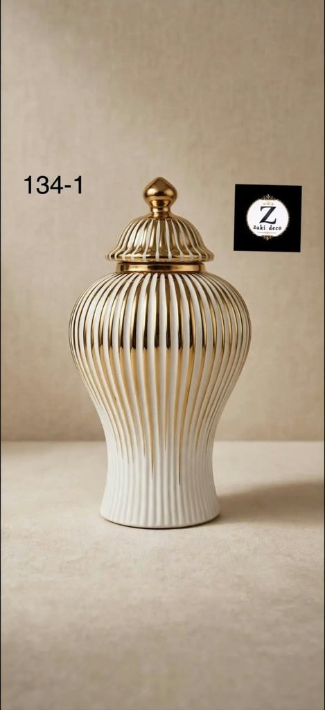 VASE POTICHE RAYURES DORÉES 134-1