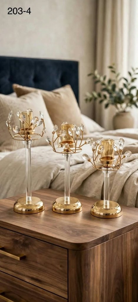 BOUGEOIRS FLEUR CRISTAL TIGE TRANSPARENTE 203-4
