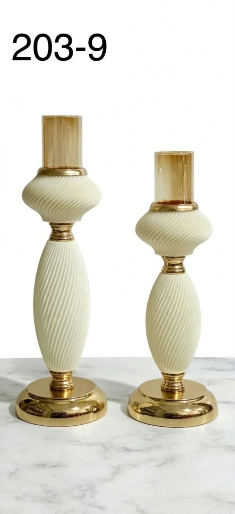 حوامل شموع مخططة عاجي 203-9