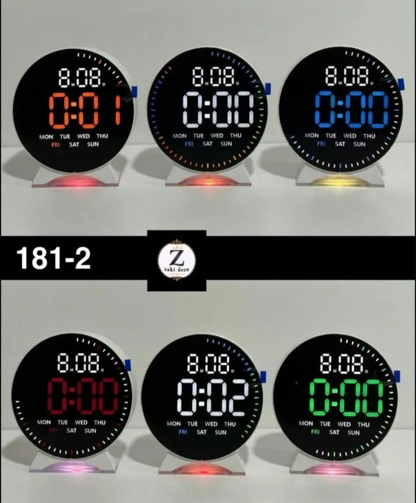 منبّه رقمي LED مستدير بقاعدة شفافة 181-2