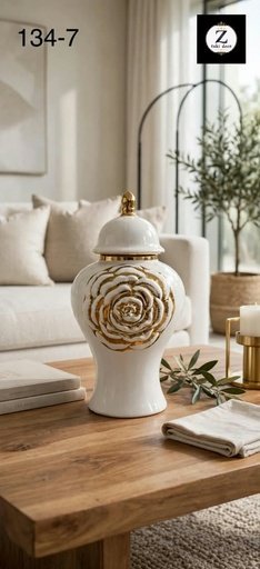 [134-7] VASE POTICHE ROSE DORÉE 134-7